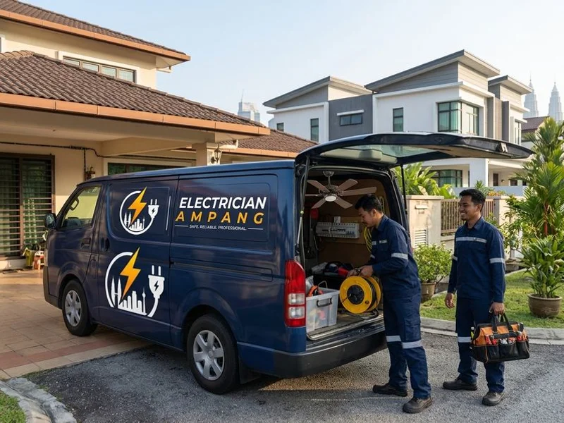 Electrician Ampang team preparing for a job